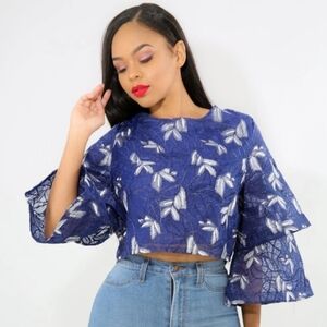 Embroidered leaf top